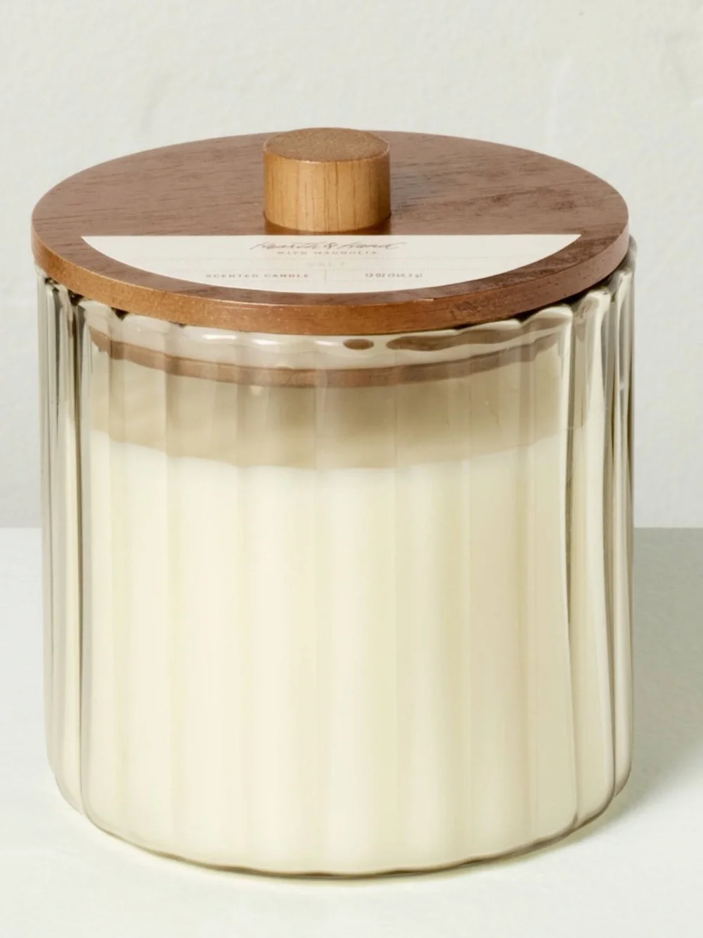 Hearth and Hand Sea Salt 2 wick Scented Candle in Ribbed Glass